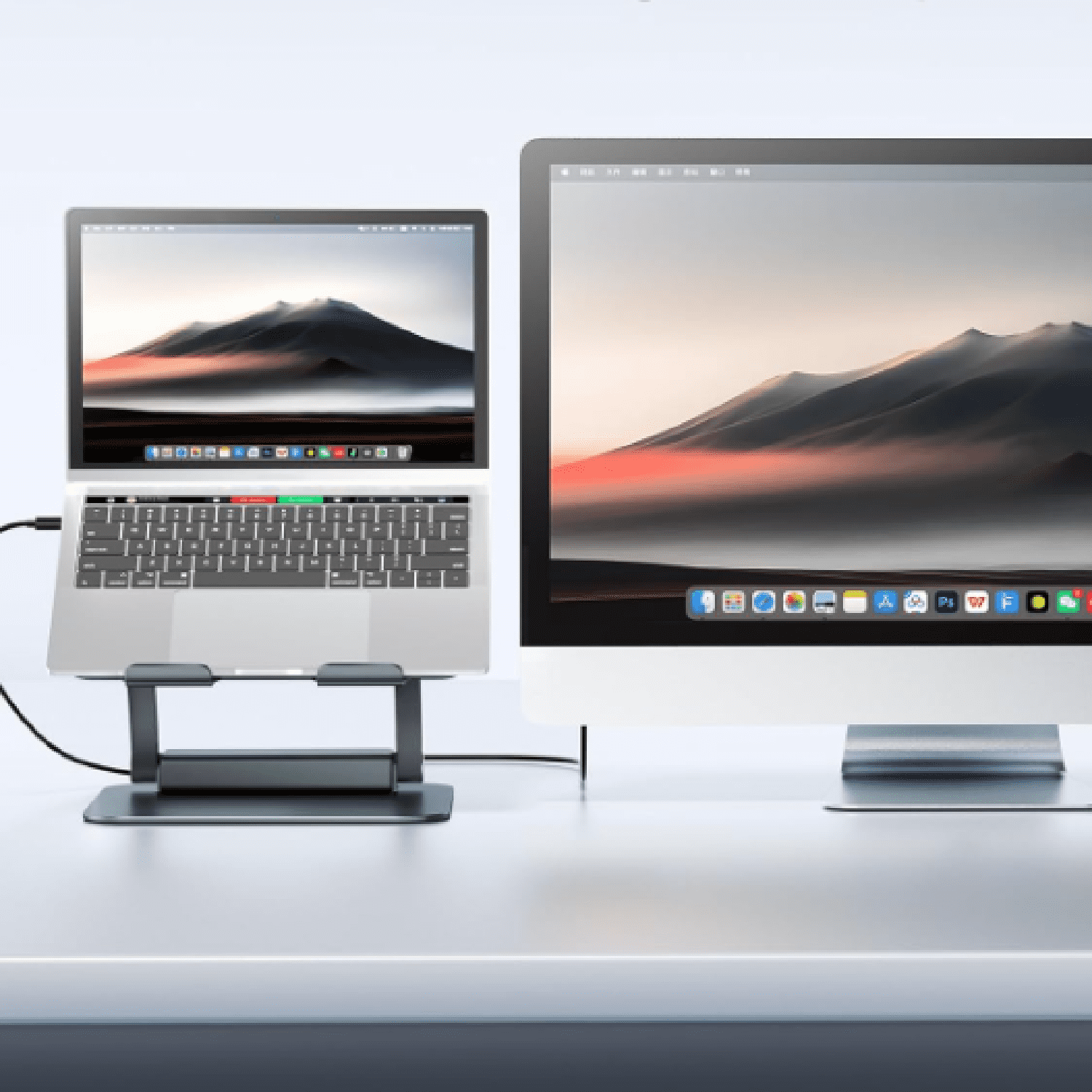 3 USB Ports, Ergonomic Laptop Holder Docking Station for 10-17" Laptops, MacBook & More - Gray