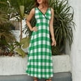 thumbnail image 5 of Maxi Dress Green White Plaid Dress Summer Checkerboard Korean Fashion Bohemia Long Dresses Women High Waist Custom Cute Maxi Dress, 5 of 7
