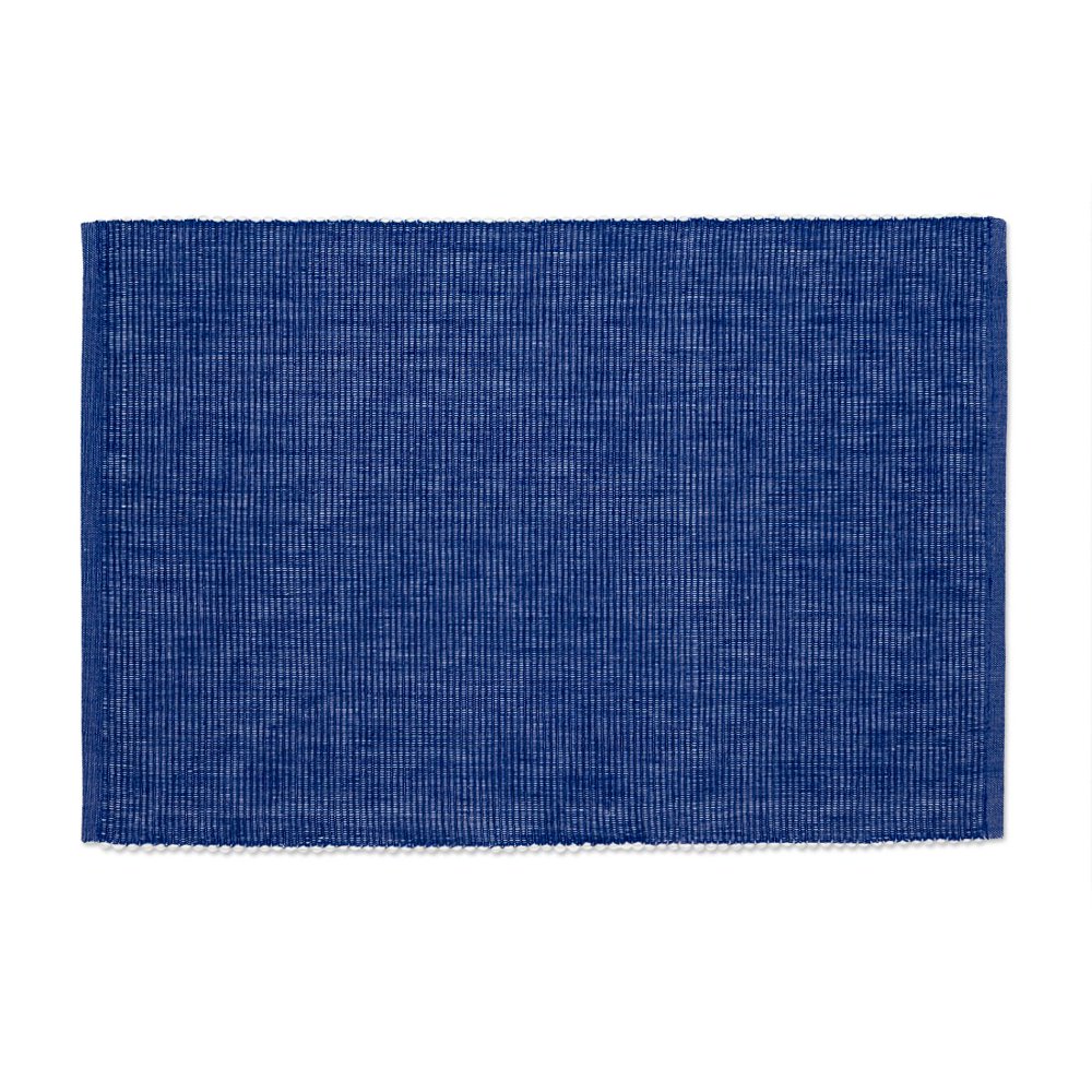 Linen Tablecloth Ribbed Cotton Placemat Set (Set of 4), Denim Blue