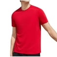 thumbnail image 3 of Horkkom T Shirts for Man Crew Neck Stretchy Shirts Short Sleeve Shirts Solid Color Casual Shirts Summer Workout Gym Shirts, 3 of 6