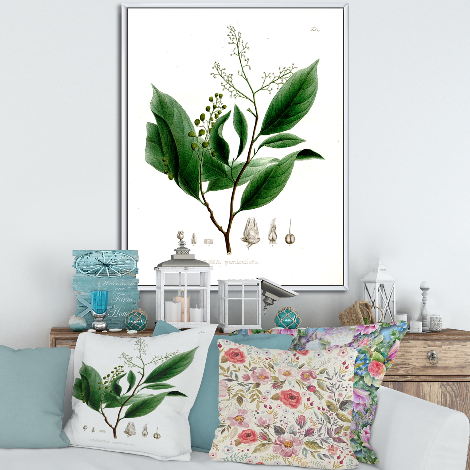 Designart 'Ancient Brazilian Plant II' Traditional Framed Canvas Wall Art Print