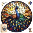 thumbnail image 1 of Puzles de madera Queenisray de 500 piezas con forma de pavo real para adultos, 1 of 7