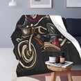thumbnail image 4 of LNWH Skeleton Riding Retro Motorcycle Pattern Throw Blanket, Flannel Sofa Blankets for All Seasons, 40"x30", 4 of 8