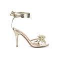 thumbnail image 5 of BLISSFUL STEP Women's Flower Rhines Open Toe Lace Up Stiletto Heels Sandals Gold 7, 5 of 7