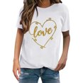 thumbnail image 1 of Camisetas unisex con cuello redondo LOVE Print Blusas cómodas clásicas Tops de San Valentín Pompotops  oipoqjl3737, 1 of 5