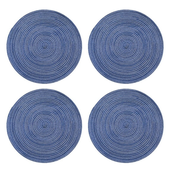 Round Braided Cotton Placemats Set of 4, 15 Inch Heat-Resistant Table Mats for Kitchen, Dining Room, Holiday & Everyday Use, Washable, Non-Slip, Gift Ready, 4X Placemats