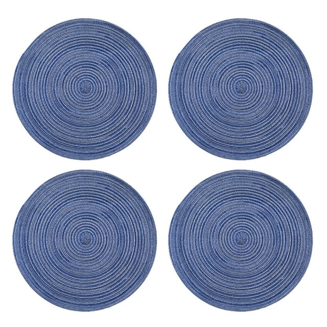 DJN Clearance Placemat Round Placemats Set Of 4 Round Table Placemats Braided Cotton Place Mats 15 Inch For Kitchen Dining Table Holiday Party Cloth B E