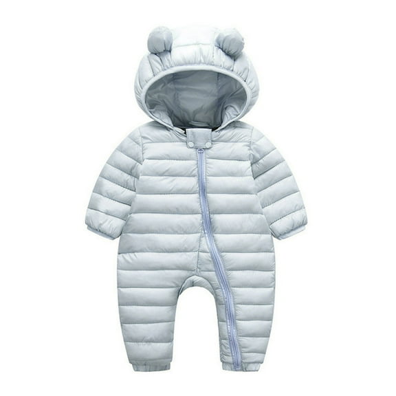 Kids Baby Boys Girls Winter Snowsuit Cute Romper Hooded Full Zip Up Jumpsuit Padded Puffer Coat Winter Baby Essentials 0-6 Months