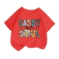 thumbnail image 1 of GDREDA Vêtements Fille Enfant Filles Mignon Mode Imprimé Col Rond Ample Manches Courtes T-Shirt d'Été Décontracté Hauts T-Shirts pour Fille Coupe Ample Rouge, 2-4 Ans, 1 of 4