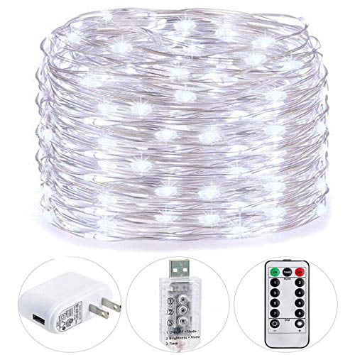 HSicily 49ft 150 LED Fairy Lights Plug in with Remote Control Timer, 8  Modes,USB String Light with Adapter,Cool White LED Twinkle Lights for  Christmas Thanksgiving Bedroom Indoor Decoration - Walmart.com - Walmart.com