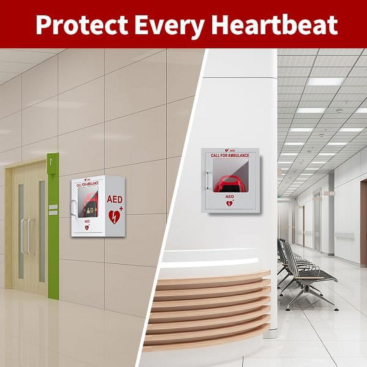 ISOP AED Defibrillator Storage Cabinet | Wall Mounted First Aid Box | Universal Cabinet for Emergency Equipment Fire Ladder, Evacuation Set or Rescue Survival Kit | Emergency Escape Ladder Locker