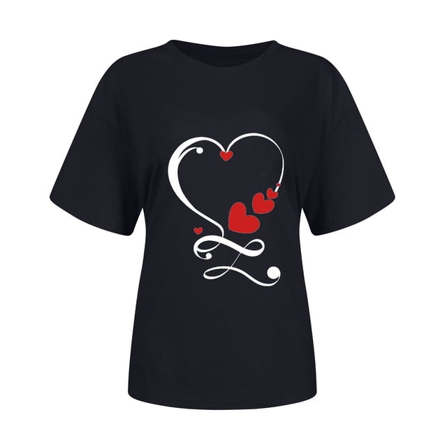 T-shirt à Manches Courtes pour Femmes Imprimé Saint-Valentin
