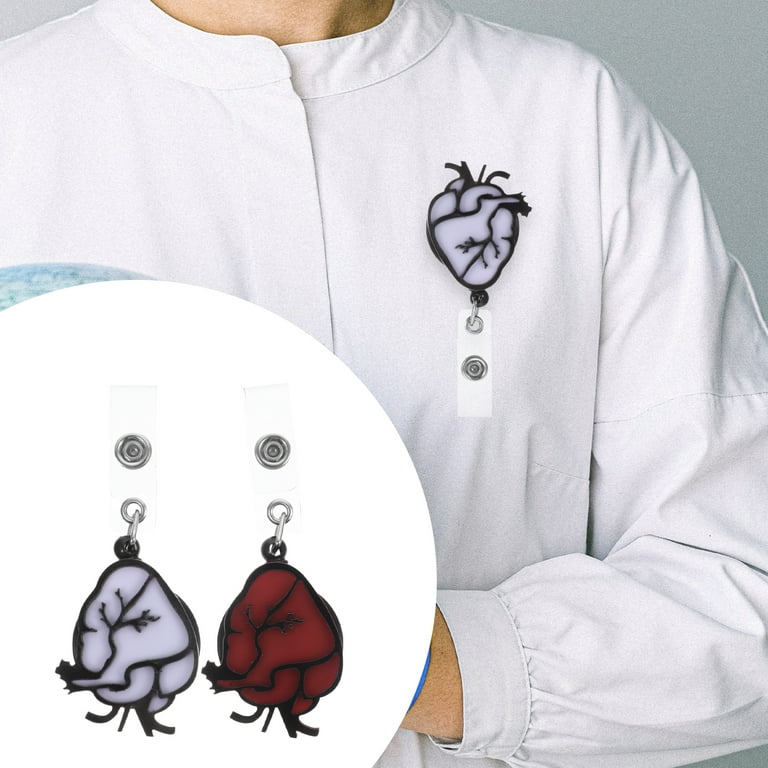 2Pcs Badge Holders Retractable Nurse Badge Reels Heart-shaped Badge Holders  Plastic Badge Reels