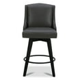 thumbnail image 3 of CHITA 26 in Swivel Upholstered Faux Leather Barstool Set of 2 for Kitchen Island, Full Back&Wood Legs, Retro Gray, 3 of 8