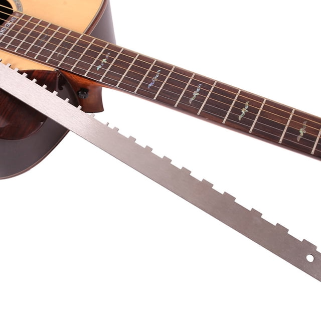 UPOUART Herramienta Para Medir Cuello De Guitarra Con Borde Recto En Acero Inoxidable Plata