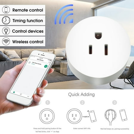 Electric Outlets Switches 1250W 125V Smart Outlets WiFi Plug Timing Switch with Optional Electric Quantity Measurement Function ()