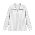 thumbnail image 6 of Fall Tops for Women Nelozsy Women V Neck Plus Size Ribbed Long Sleeve Top Pullover White L, 6 of 6