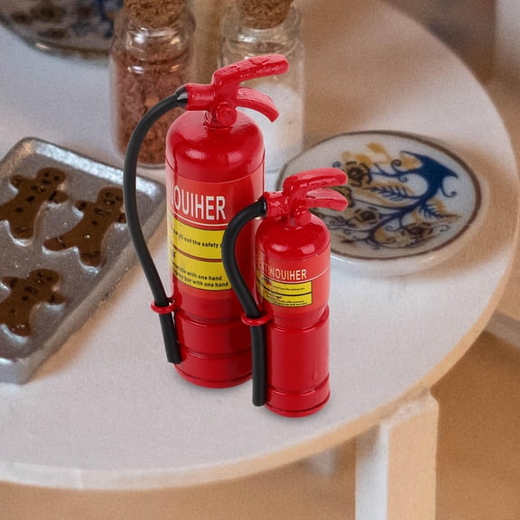 Mobutofu 2Pcs Micro Toy Fire Extinguisher for Fire Safety Decor in Doll Houses 1.8x0.4x0.4in