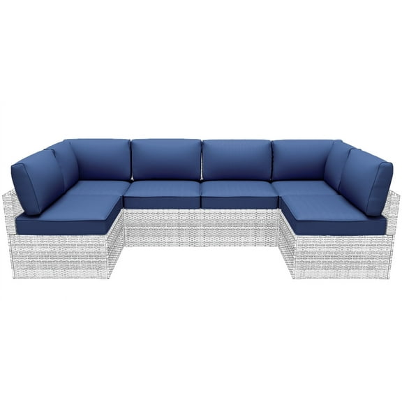 Yalissey Outdoor Replacement Cushions for Patio Furniture,Water-Resistant Sofa Cushions for Rattan Wicker Sectional Patio Conversation Sets,14-Piece Outdoor Couch Cushions Patio Sofa,Navy Blue