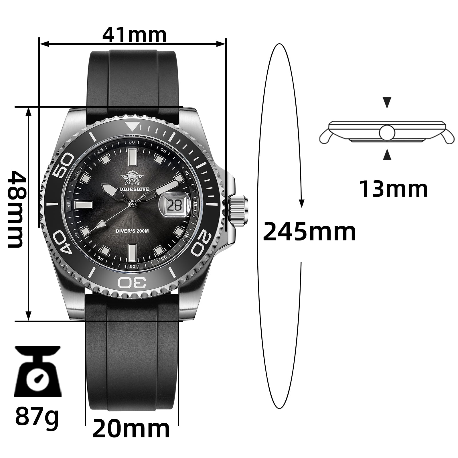 ADDIESDIVE Professional Dive Watch for Men- Japanese Quartz Movement, 200M Waterproof Quartz Watch with Ceramic Rotating Bezel & Super Luminous