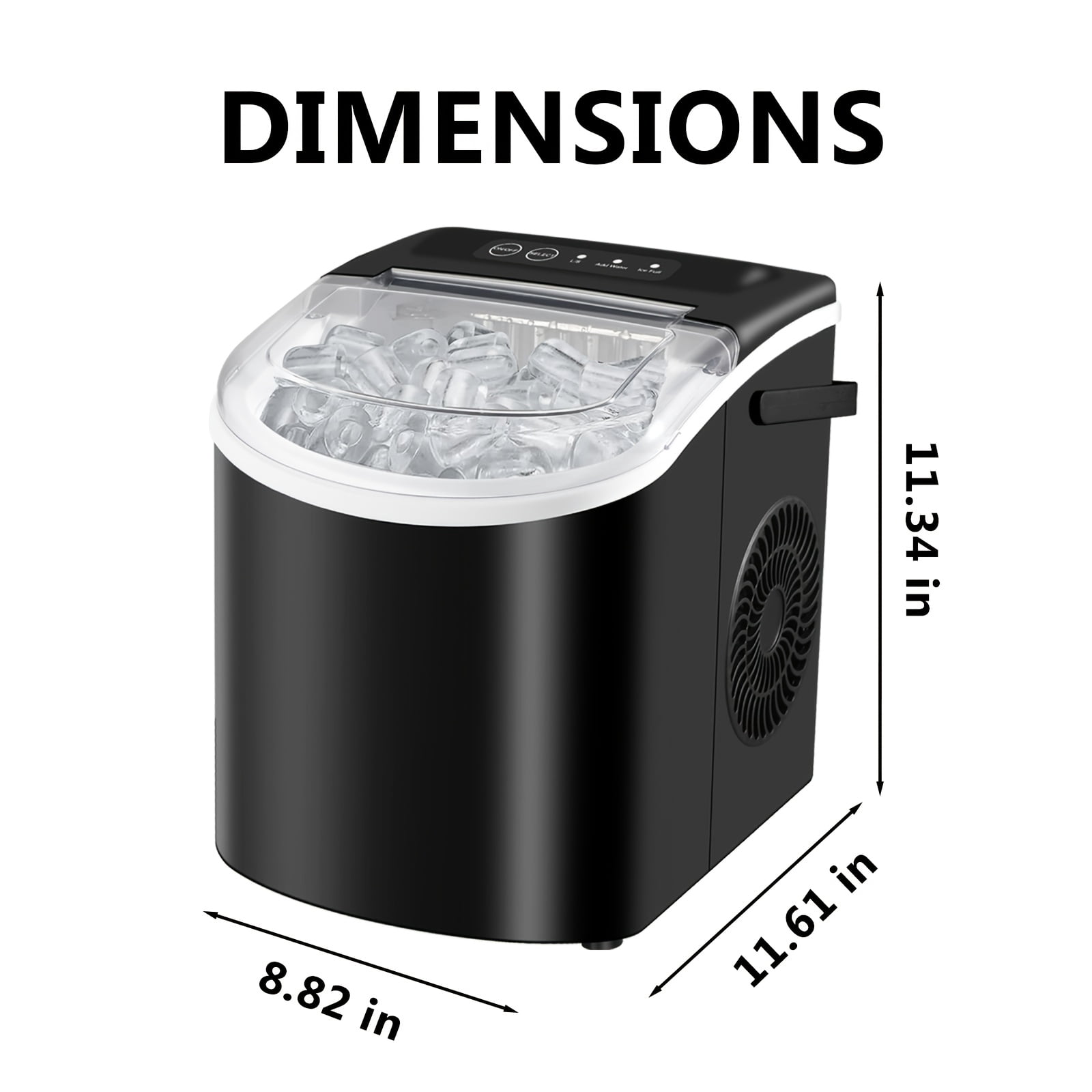 Portable Countertop Ice Maker with Handle 26lbs Per Day Makes 9 Ice Cubes in 6 Minutes Self-Cleaning Ice Machine with Ice Basket and Scoop for Home Kitchen Office