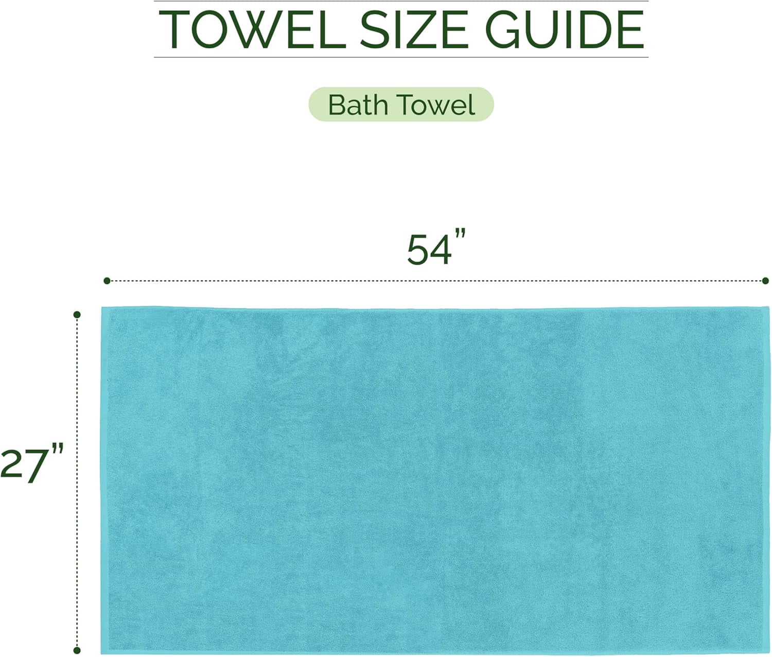 Elegant Comfort Turkish Popcorn Cotton Bath Towel Set, 27 x 54 Inches, 2-Pack, Hotel-Quality, Soft, Durable, Quick-Dry, Highly Absorbent Aqua
