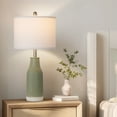 thumbnail image 5 of Cinkeda 26" Ceramic Table Lamps Set of 2 with Rotary Switch, Modern Farmhouse White Glaze & Drum Shade for Bedroom Living Room, 5 of 7
