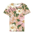 thumbnail image 5 of Charella Floral Printed Shirts for Women Crew Neck Short Sleeve Blouses Summer Casual Tops Loose Fit Basic Tees (S, Multicolor 1), 5 of 5