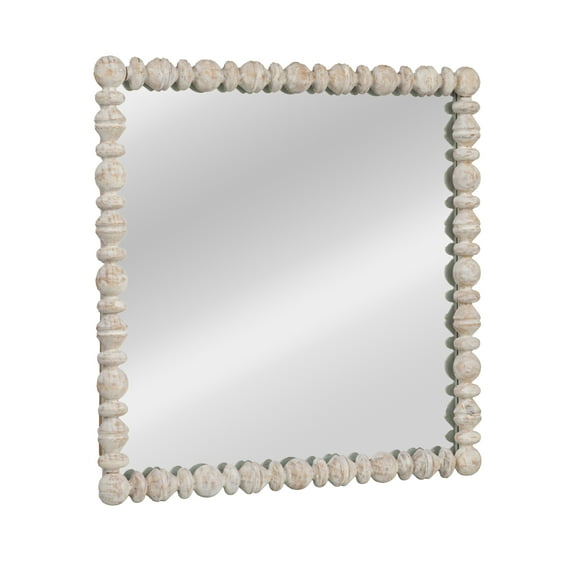 Creative Co-Op Square Raised Dowel Wood Wall Mirror, White