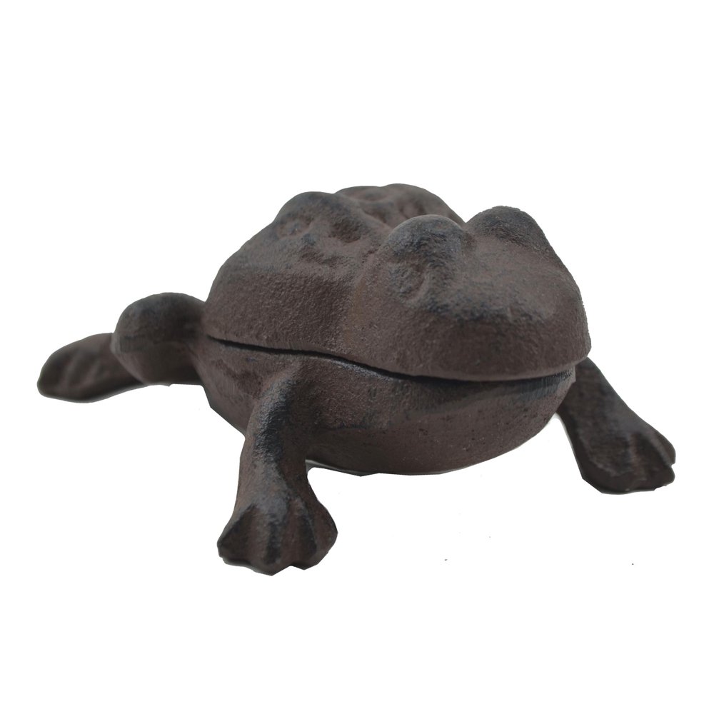 Frog Hide A Key Box Distressed Brown Cast Iron