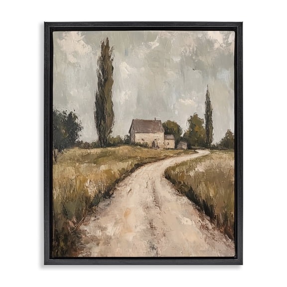 Stupell Industries Painterly Quiet Country Landscape & Nature Painting Black Floater Framed Canvas Art Print Wall Art, 17 x 21