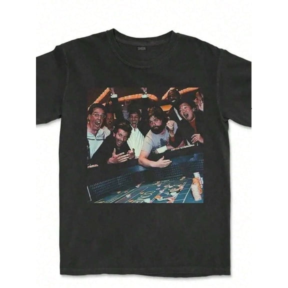 【New Arrival】Vintage Retro Casino Night Crowd Graphic T-Shirt, Unisex Cotton Crew Neck Las Vegas Gambling Party Casual Tee, Vegas Trip Gift
