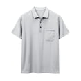 thumbnail image 4 of Men's Big and Tall Golf Polo Shirts Short Sleeve Pocket Performance Moisture Wicking Quick Dry Cotton Striped Golf Shirts for Men Size M-4XL Khaki, 4 of 5