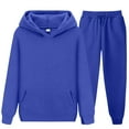 thumbnail image 4 of HAOTAGS Teen Girls 2 Piece Sweatsuits(4-15), Long Sleeve Hoodie with Sweatpants Set Blue 3-4 Years, 4 of 6