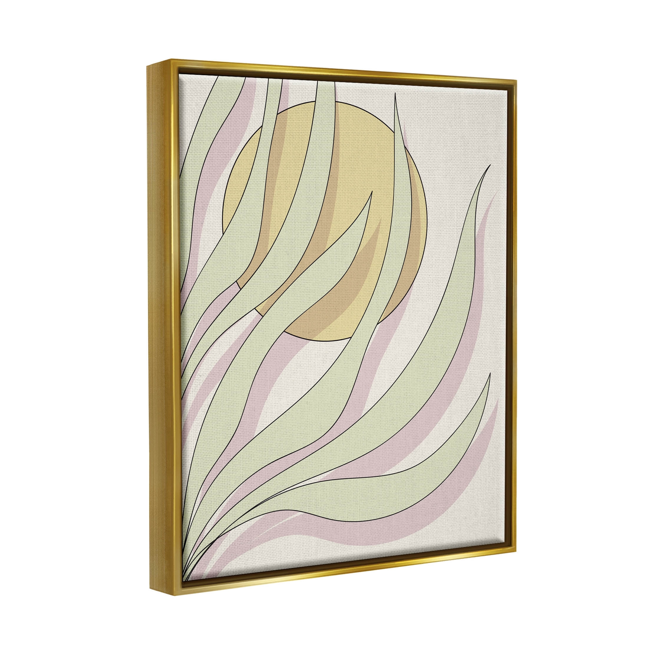Contemporary Tropical Plant Leaves Botanical & Floral Graphic Art Metallic Gold Framed Art Print Wall Art