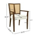thumbnail image 2 of Christopher Knight Home Mid-Century Modern Rattan Dining Chairs, Upholstered Armchairs, Solid Wood, Walnut+Beige, Set of 2, 2 of 7