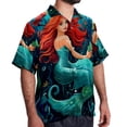 thumbnail image 2 of Mermaid Men's Short Sleeve Printed Button Down Beach, Casual, Poplin Shirts for Summer Vacation, 2 of 6