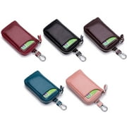 tooloflife Mini Leather Car Key Case Car Keychain Holder Wallet Zipper Bag Multi-Functional Portable 5 Color