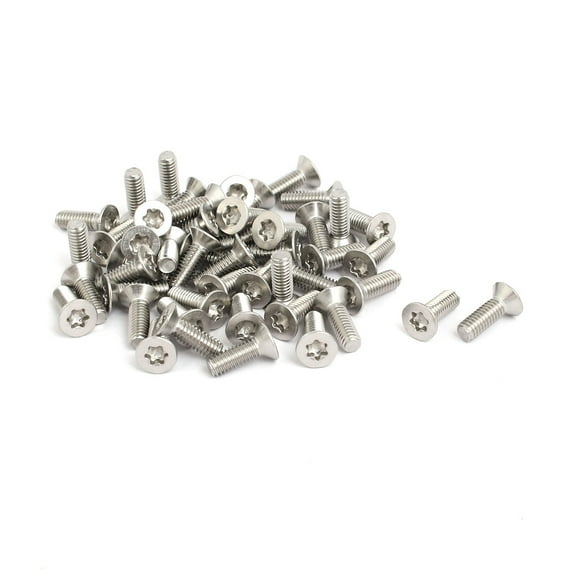 M4x12mm 304 Stainless Steel Flat Head Torx Drive Type Screw Silver Tone 50pcs
