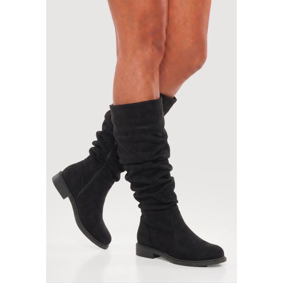 Women's Faux Suede Mid-Calf Slouch Boots