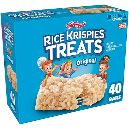 Kellogg's Rice Krispies Treats Crispy Marshmallow Squares Snack Bars,40 Ct