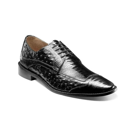 

Men s Stacy Adams Fanelli Modified Wingtip Oxford Shoes Ostrich Black 25536-001