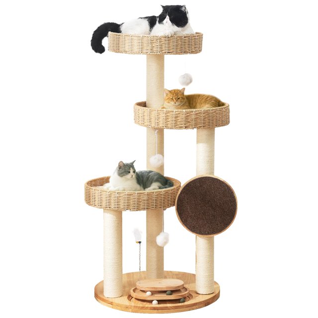 Árbol para Gatos Zonoria Zephyria 122 cm Madera Maciza Soporta hasta 9 kg