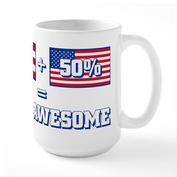 CafePress - 50% Puerto Rican 50% Amer - 15 oz Ceramic Large White Novelty Mug