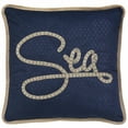 thumbnail image 6 of 17" X 17" Navy Blue And Brown Text Zippered Polyester And Burlap Blend Throw Pillow With Embroidery, 6 of 6