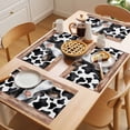 thumbnail image 5 of Cow Printed Placemats Set of 4 Farmhouse Watercolor Country Wooden Grain Place Mats Indoor Wipeable Table Mats Washable Cloth Dining Table Placemats for Kitchen Holiday Party Home Decor 13x19 Inch, 5 of 9