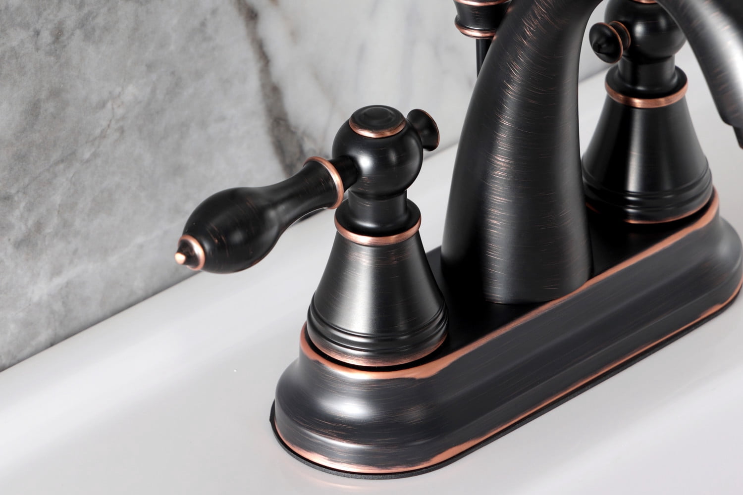 Fauceture 4-Inch Centerset Bathroom Faucet in Naples Bronze with Ceramic Disc by Kingston Brass
