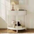 thumbnail image 3 of Hassch Half Moon Console Table with Storage Shelf and 2 Rattan Doors, 38 Inch Small Entryway Table for Living Room, Hallway, Easy Assembly, Cream White, 3 of 10