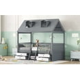 thumbnail image 3 of Twin Size Wood Platform Bed Frame with Roof and Fence, Gray (Bed Frame for Bedroom), 3 of 19