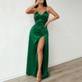 thumbnail image 6 of Mifsaly Satin Dress for Women Maxi V Neck Sleeveless Bodycon Silk Dresses Elegant High Slit Party Club Going Out Wedding Guest Evening Gowns S, 6 of 7